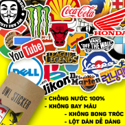 HCMBộ hình dán LOGO thương hiệu nổi tiếng sticker chống nước cao cấp không