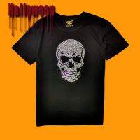 K73  Skull Head Halloween T-shirts เสือยืดฮาโลวีนแต่งเพชรลายกระโหลก ใส่ได้ทั้งชายและหญิง by Kunibrand