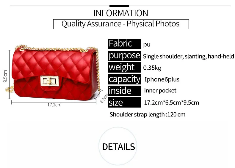 Sh1449 Luxury Chain Jelly Handbag Fashion Designer Women's Bag