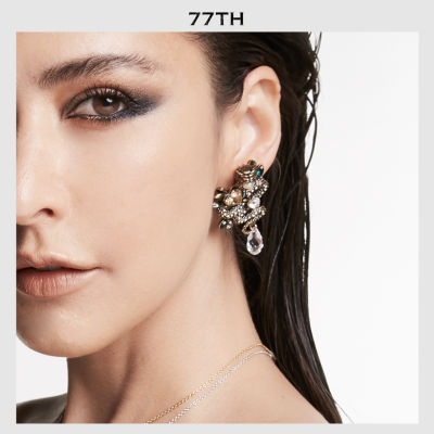 77th-sririta x 77th crystals from Swarovski collection serpent earrings gold brass ต่างหู ศรีริต้า x 77th คริสตัลสวรอฟสกี้ สีทองรมดำ