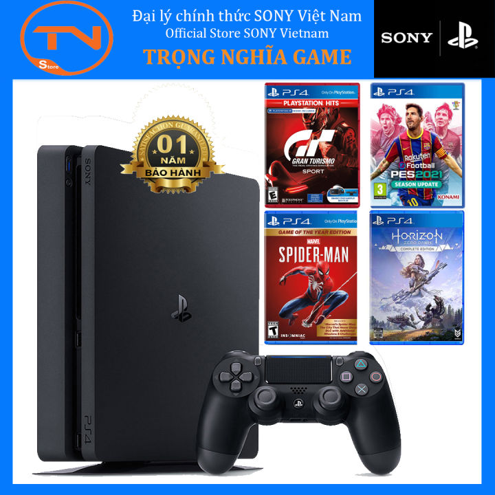 Trả góp 0%]Máy PS4 Slim 2218B + 4 game - Bảo hành chính hãng Sony 12 tháng  