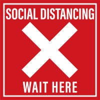 สติกเกอร์เว้นระยะห่าง รอคิว  Social Distancing Wait Here ขนาด25*25 cm.