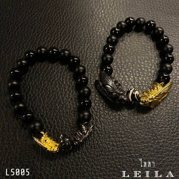 leila-amulets-set-แมลงภู่คำหลวง2สี-พร้อมกำไลหินฟรี-ดินปั้นครูบา100บาท