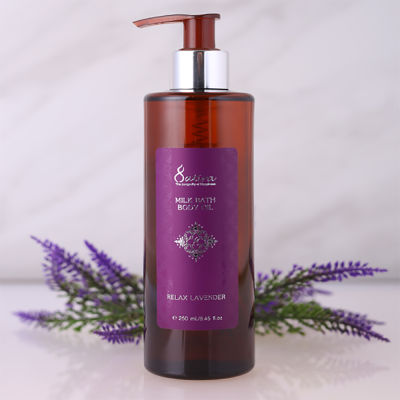 Satira Milk Bath &amp; Body Oil Relax Lavender บอดี้ออยล์น้ำนมอาบน้ำ กลิ่นลาเวนเดอร์ จาก สถิรา