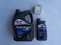 PTT Performa NGV 10W40 น้ำมันเครื่องกึ่งสังเคราะห์ สำหรับเครื่องยนต์ติดแก้ส ขนาด5 ลิตร(4+1)+กรองน้ำมันเครื่อง/กรองเครื่อง Honda ใช้ได้ทุกรุ่น (City, Jazz, Civic, Accord, CRV, BRV, HRV, Brio, Amazz)Filter HD