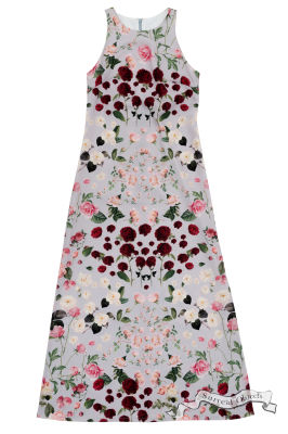 [Surreal Objects] Three Colors of Roses Printed Maxi Dress เดรสแขนกุดยาว พิมพ์ลายดอกกุหลาบสามสี