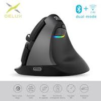 Delux M618 Mini Bluetooth 4.0 + 2.4GHz Wireless Vertical Mouse 4 Gear DPI RGB Ergonomic Rechargeable Silent click Mice DELUX M618 Mini บลูทูธขนาดเล็ก 4.0 + 2.4 GHz โหมดไร้สายแบบคู่เมาส์ 2400 DPI ERGONOMIC