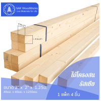 ไม้โครงสนรัสเซีย (Battens) ขนาด 4ซม. × 4ซม. × 1.25เมตร แพ็ค 4 ชิ้น SAK WoodWorks (ส่งจากไทย)