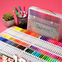 ?พร้อมส่ง?ปากกาหัวพู่กัน สีเมจิกระบายสี ปากกาสีน้ำ ปากกาเมจิก สีเมจิก100 สี ปากกาสำหรับวาดภาพเคลื่อนไหวหนังสือออกแบบอุปกรณ์ศิล
