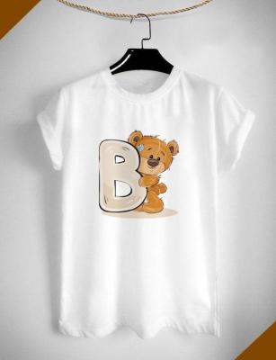 เสื้อยืดอักษรน้องหมี ตัว B สีสันสดใส ใส่สบาย ไม่ยืด ไม่ย้วย