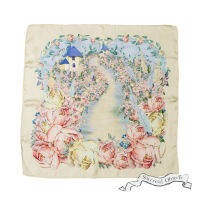 [Surreal Objects] Spring in Europe Silk Satin Scarf 50x50 cm. ผ้าพันคอซิลค์ซาติน ลายดอกไม้บาน ใน ยุโรป ขนาด 50*50 ซม.