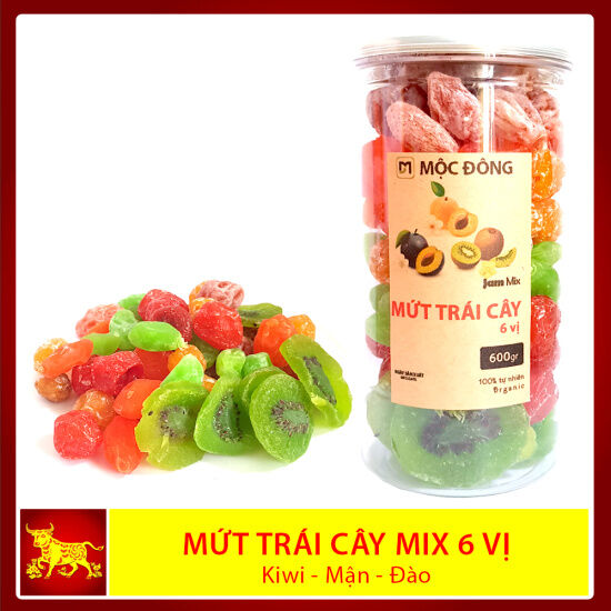 Quà tặng tết mứt trái cây thập cẩm mix 6 vị hỗn hợp hộp 600gr - ảnh sản phẩm 1