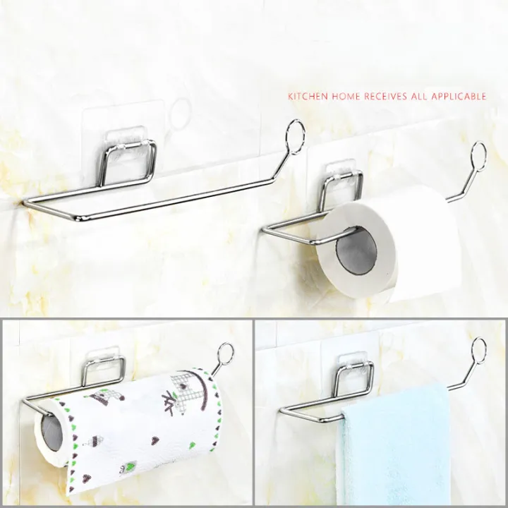 Stainless Steel ((Self-Adhesive)) Tissue Rack Toilet Paper Roll Holder ...