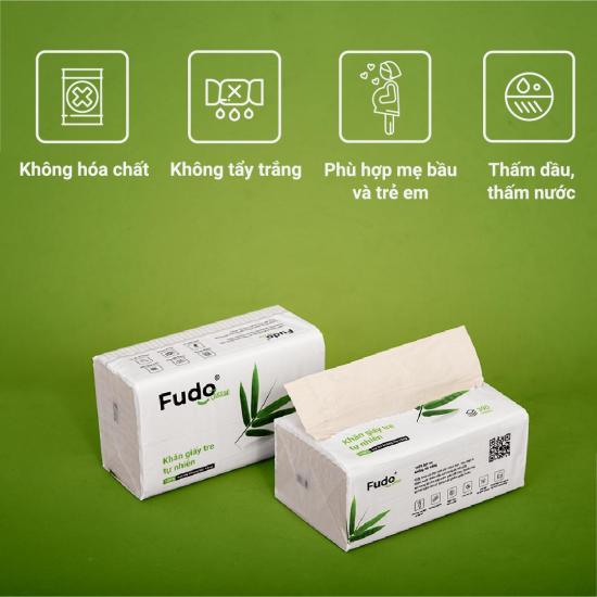 Khăn giấy tre fudo - 1 gói giấy rút - giấy ăn fudo 100% bột tre - ảnh sản phẩm 1