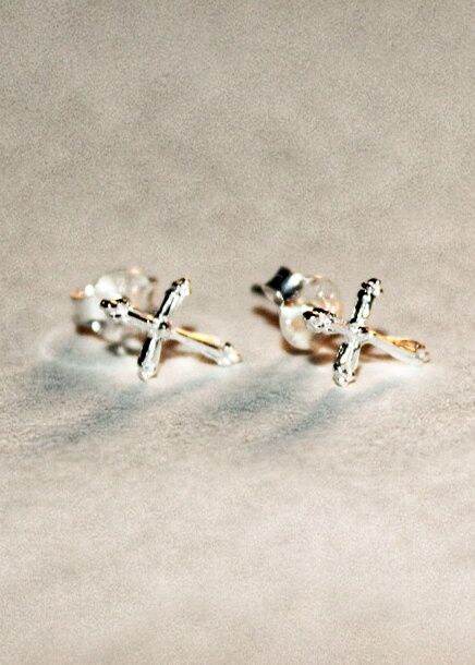 haus-of-jewelry-bohemian-cross-stud-earrings-ต่างหูเงินแท้