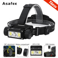 Asafee B40 500LM XPG2 +COB LED white light Powerful Ultra Bright Headlight Outdoor Camping Headlight 5 gear Using 21700 Battery 200M Distance IPX4 Waterproof