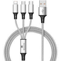 MAXCON สายชาร์จ 3IN1 Gray ชาร์จได้ทั้งแบบ Lighten, Micro USB และ Type C