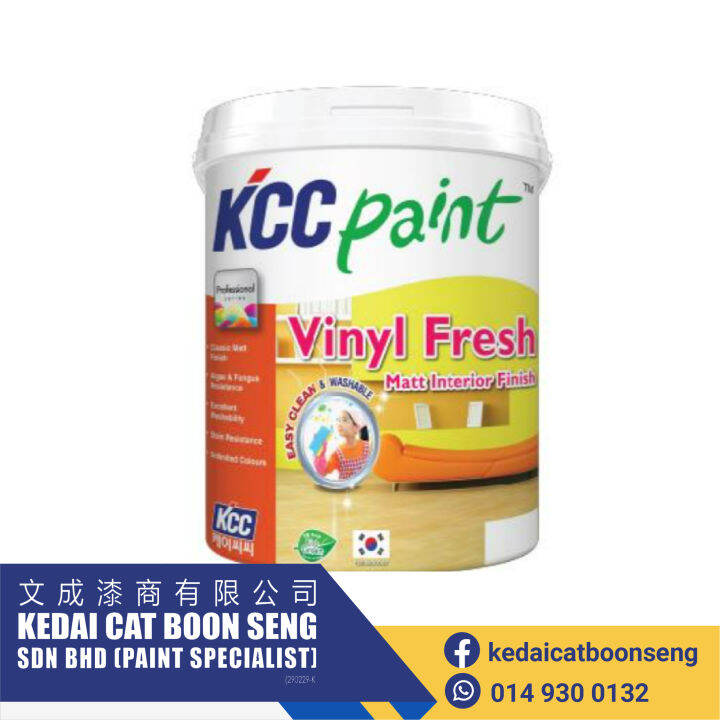 5L (5 LITER ) KCC Paint ( Vinyl Fresh ) Matt Interior Easy Wash Lazada