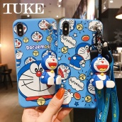 Ốp Lưng Điện Thoại iPhone 12 Pro Max Ốp Bảo Vệ Hình Doraemon Dễ Thương Có Dây Đeo Bằng Silicon Mềm Dành Cho iPhone 12 Pro Max Mini 11 Pro Max XR XS Max 6 6S 7 8 Plus