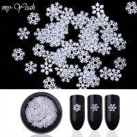 Myyeah 1กล่อง5.5มม.เล็บผสมสไตล์คริสต์มาสสีขาว Ultra-บาง Snowflake Sequins 3D แว่นตา DIY Decals อุปกรณ์ตกแต่ง