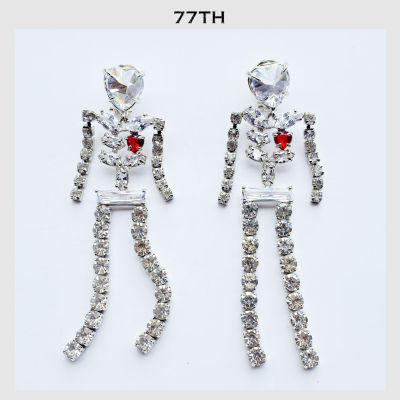 77th-Issue x 77th skeleton crystals earrings ต่างหูโครงกระดูก คริสตัล