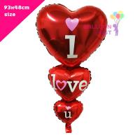 Balloon Fest ลูกโป่งหัวใจ สีแดง 3ดวง I Love You ขนาด 93x48ซม. ลูกโป่งวาเลนไทน์