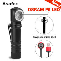 ใหม่ Asafee 1935-P9LED ทำงานแม่เหล็ก P9การชาร์จยูเอสบีแอลอีดีไฟฉายไฟหน้า3โหมดไฟชาร์จ USB แบบพกพาโรงรถทำงาน