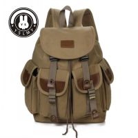 TOP☆Man bag YSLMY US Men Canvas Leather Travel Backpack Hiking Satchel Military BookBag Rucksack