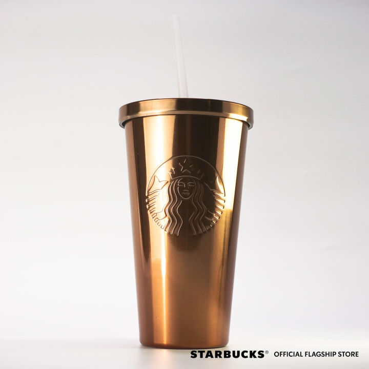 NWT Starbucks Philippines White Siren Gold Clear Tumbler Cup 16 oz