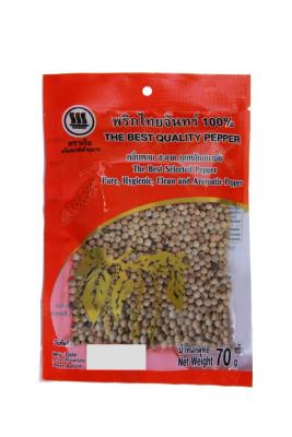 พริกไทยเม็ดขาวจันทร์ เครื่องเทศ 100 % ตราเรือ White Pepper Whole 70 g