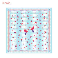 iCONiC Blue Scarf #1417 ผ้าคลุมไหล่ ผ้าชีฟองพิมพ์ลาย ขนาด 100 x 100 cm. บรรจุกล่องสวยหรู