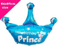 ลูกโป่งมงกุฏ Happy Birthday Prince ขนาด 86x84ซม. สีฟ้า