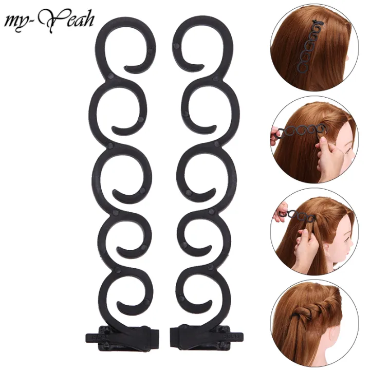 myyeah 2Pcs/set Lady French Hair Braiding Tool Magic Hair Twist Styling  Clip Braider Roller Bun Maker DIY Hair Band Accessories | Lazada Singapore