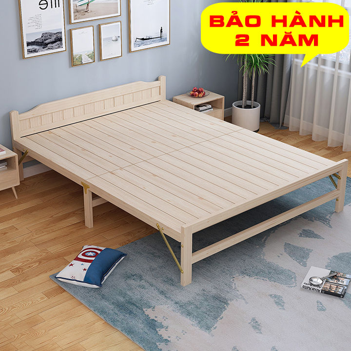 Giường ngủ gỗ thông gấp gọn kích thước 60cm, 80cm, 100cm, 120cm ...