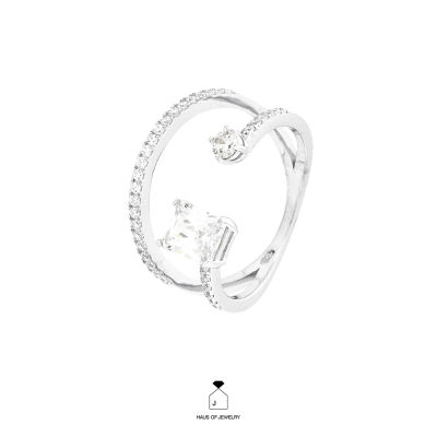 Haus of Jewelry - EXQUISITE MIA REDIANT RING แหวนเงินแท้ ประดับเพชรคิวบิกเซอร์โคเนีย (Cubic Zirconia)