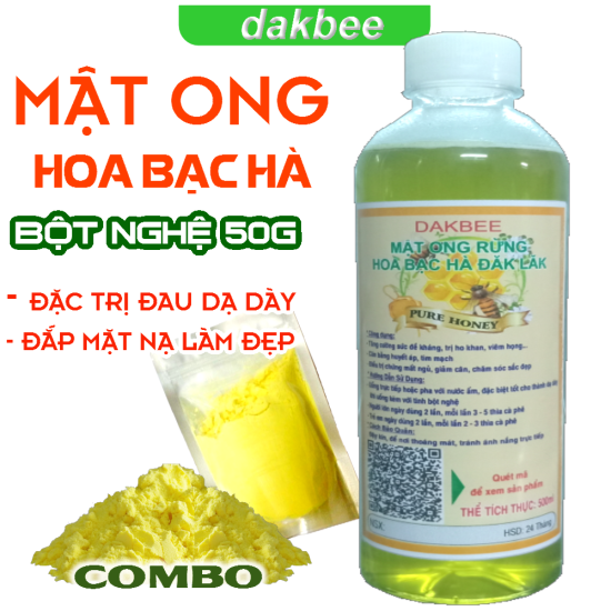 470g mật ong hoa bạc hà + 100g tinh bột nghệ nguyên chất - daklak- dakbee - ảnh sản phẩm 1