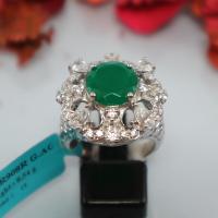 Jewelrythai แหวนพลอยโมรา สีเขียว แหวนพลอยแท้ แหวนเงินแท้ 925 แหวนเงินแท้ 92.5% ชุบทองคําขาว เพชรCZ แหวนผู้หญิง แหวนสีเขียว ของขวัญ เกรดส่งออก