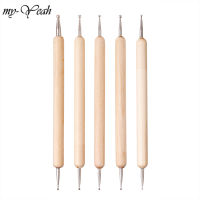 myyeah 5pcs/set Wooden Pole Double-headed Rhinestone Beads Sequin Gem Picker Embellishment Pen Handle Diy Painting Drawing Carving Art Nail Brush Mani