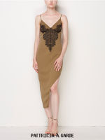 PATTRICIA A.GARDE Asymmetric Jersey dress with Lace Trim เดรสเจอร์ซีย์อสมมาตรแต่งลูกไม้