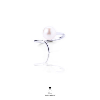 Haus of Jewelry - SIMPLE PEARL RING แหวนเงินแท้ ประดับมุกน้ำจืด (Freshwater pearl)