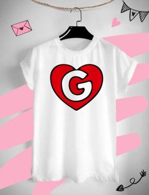 เสื้อยืดอักษรหัวใจ อักษร G ต้อนรับวันวาเลนไทน์ วันแห่งความรัก ด้วยเสื้อยืด Valentine สีสันสดใส ใส่สบาย ไม่ยืด ไม่ย้วย