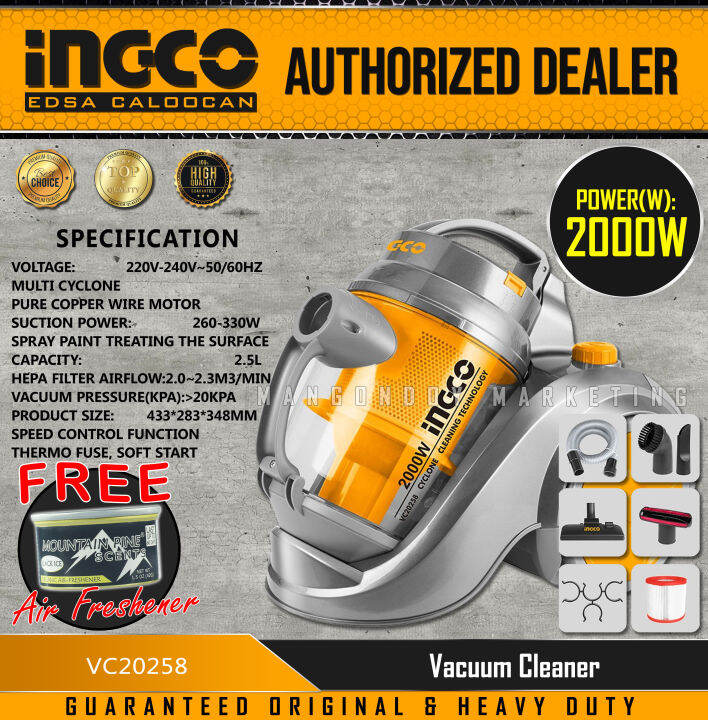 INGCO Vacuum Cleaner 2000w (VC20258) with FREE Mountain Pine Scents