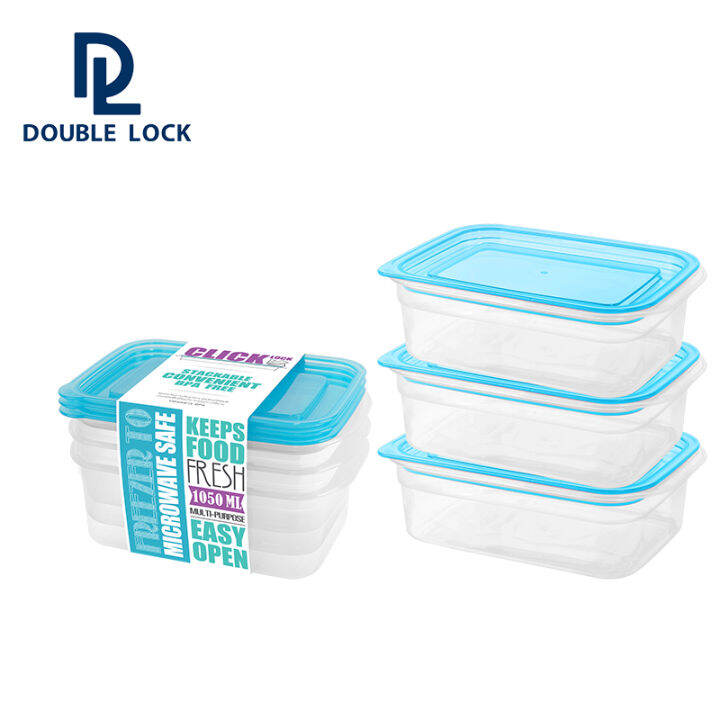 double-lock-กล่องใส่อาหาร-กล่องถนอมอาหาร-กล่องพลาสติก-6-ชิ้นรวมฝา-3-กล่อง-รุ่น-31326-ความจุ-1050-ml