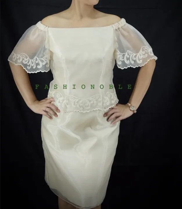 off white filipiniana dress