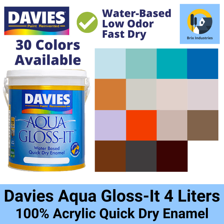 Davies Aqua Gloss It Odorless Water Based Paint 4 Liters (Gallon) 100