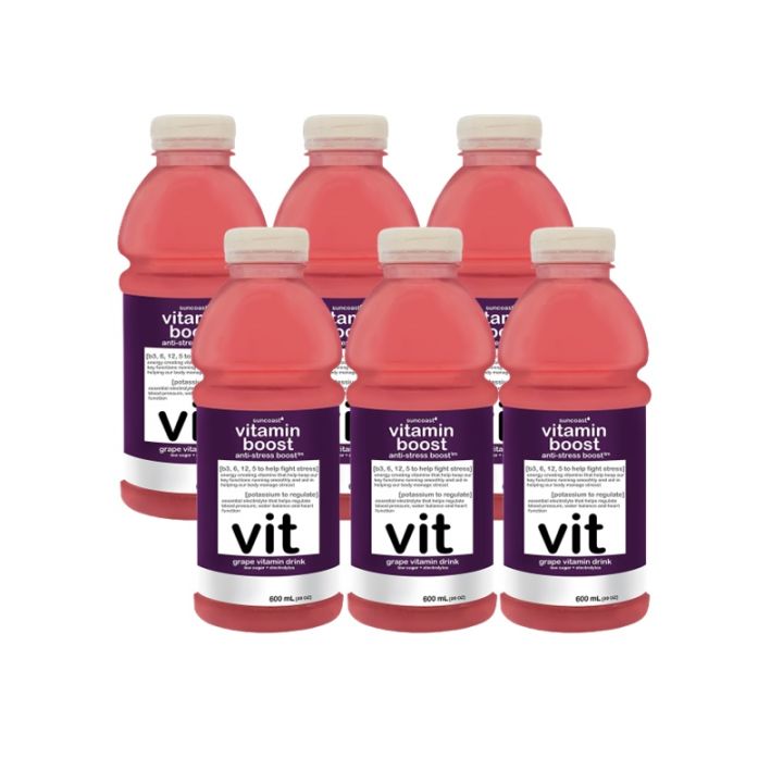 Vitamin Boost 600ml Anti-Stress Boost Grape Vitamin Drink (Pack of 6 ...