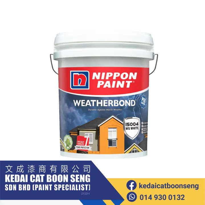 15L Nippon Weatherbond White Exterior Outdoor Water Based Wall Paint ...