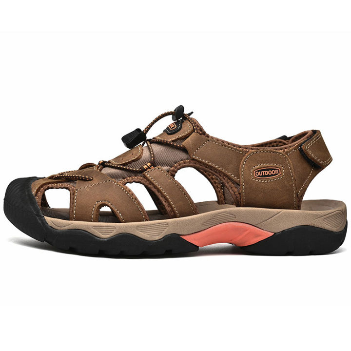 outdoor-genuine-leather-beach-sandals-non-slip-summer-shoes-large-size-rubber-soft-sole-cushioned-comfort-classic-men-s-shoes