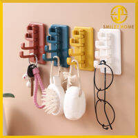 Smiley Home ชุดตะขอแขวน หมุนเปลี่ยนทิศทางการแขวนได้  ติดตั้งโดยสติกเกอร์กาว ไม่ต้องเจาะผนัง