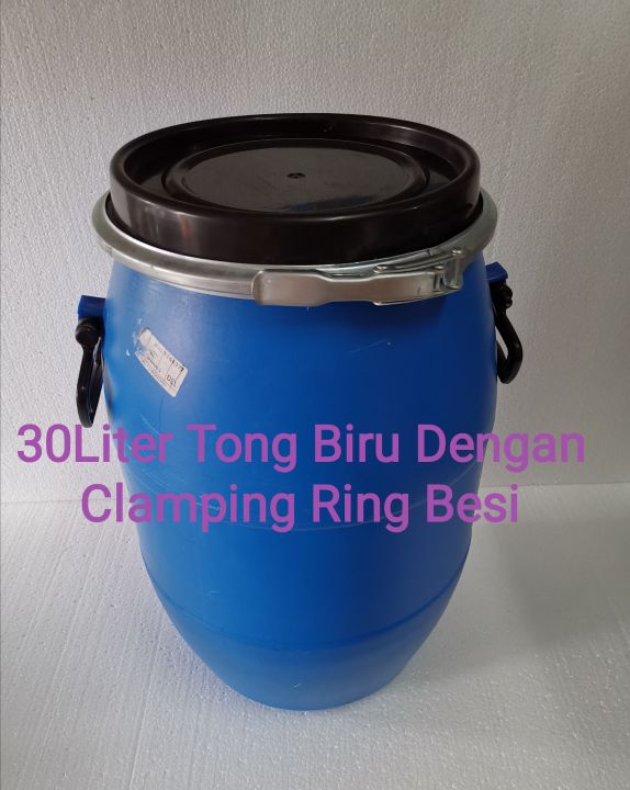 30liter Tong Biru Plastictong Air Bertangkai Blue Drum Plastic Lazada 9480